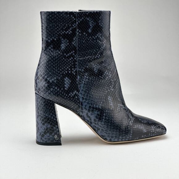 Sam Edelman blue snake skin print leather square‎ heel boot size 10 - Picture 2 of 6